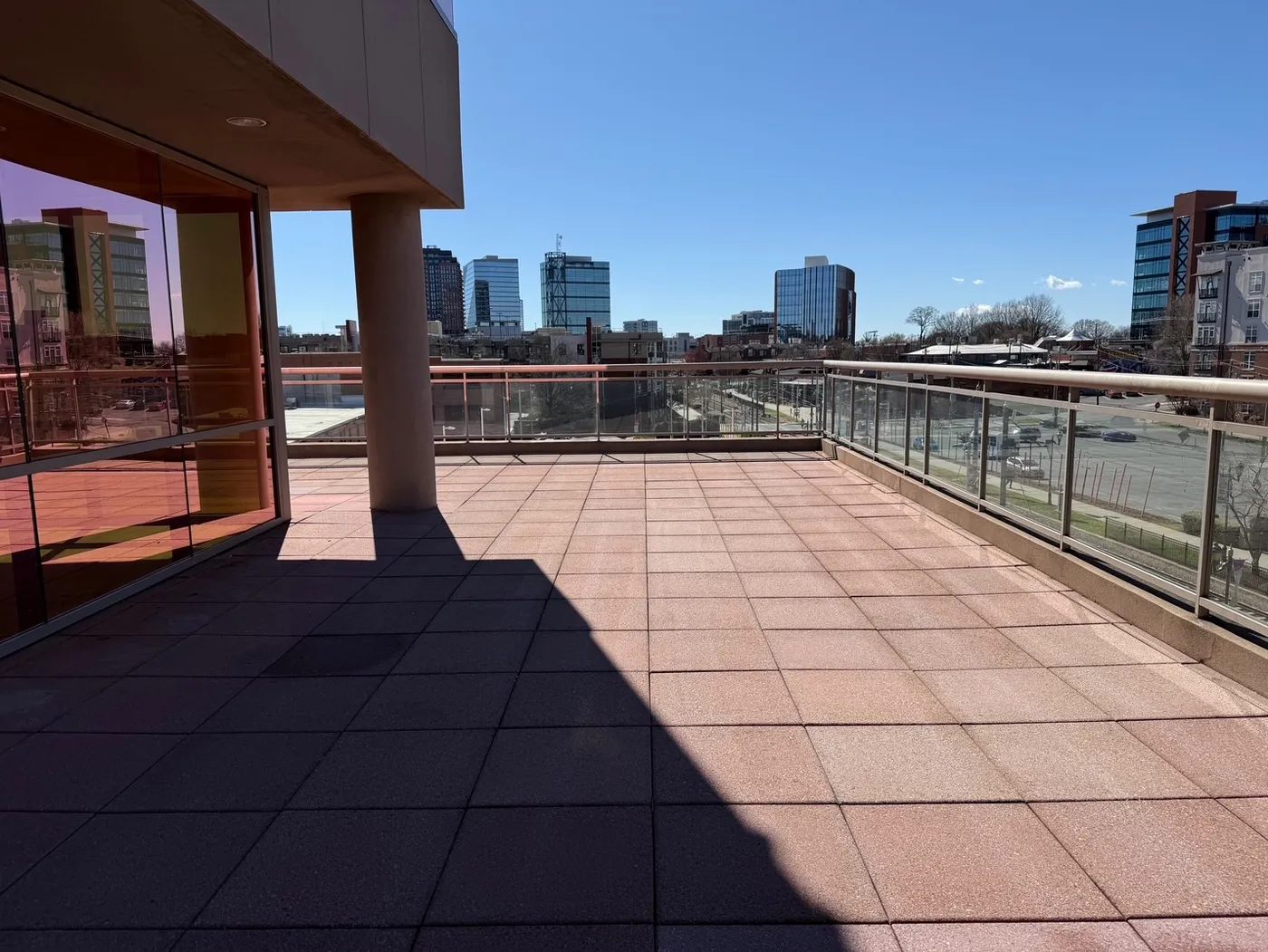 Clean commercial rooftop terrace after pressure washing