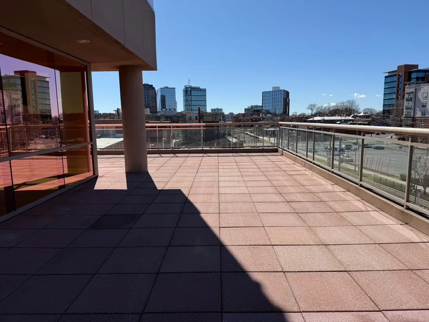 Clean commercial rooftop terrace after pressure washing