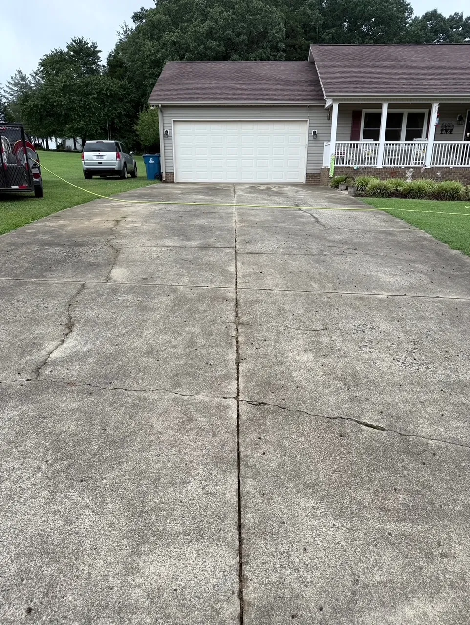 Dirty paver walkway before pressure washing