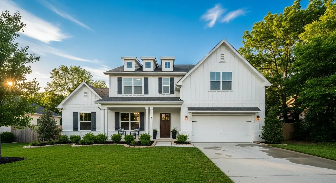 Beautiful clean white home — professional pressure washing results